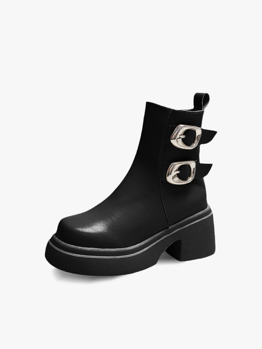 Buckle Side Zipper Platform Martin Boots