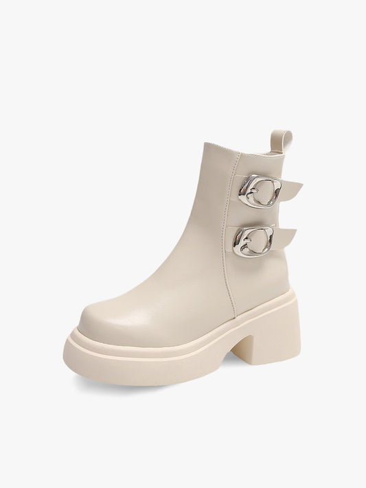 Buckle Side Zipper Platform Martin Boots