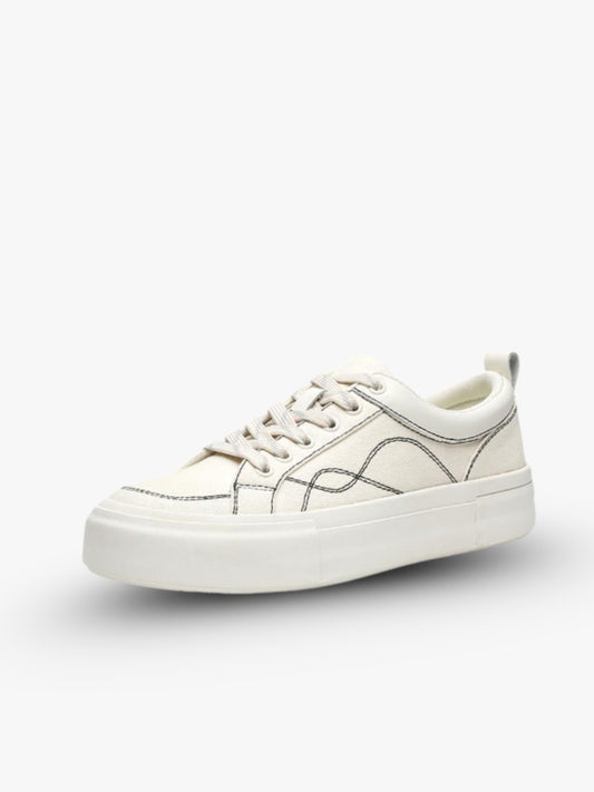 Round Toe Lace-Up Breathable Thick-Soled Sneakers