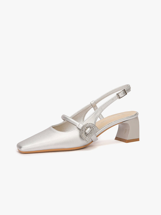 Half-Closed-Toe Square-Toe Sandals