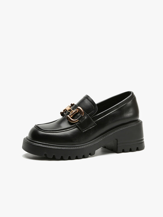 Metal Horsebit Platform Loafers