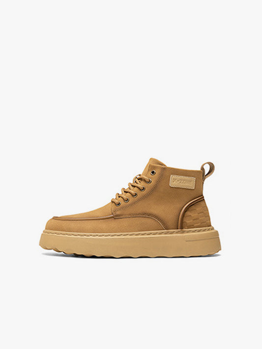 Round Toe Lace-Up Leather Martin Boots