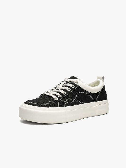Round Toe Lace-Up Breathable Thick-Soled Sneakers