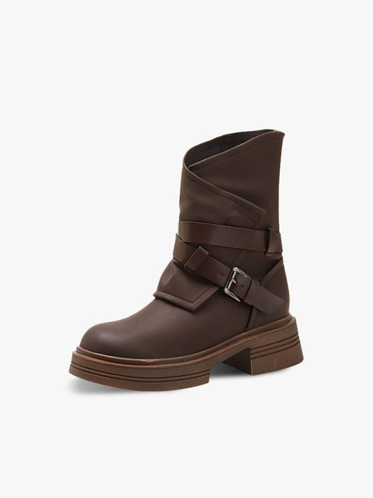 Side Zipper Thick Sole Height-Enhancing Martin Boots