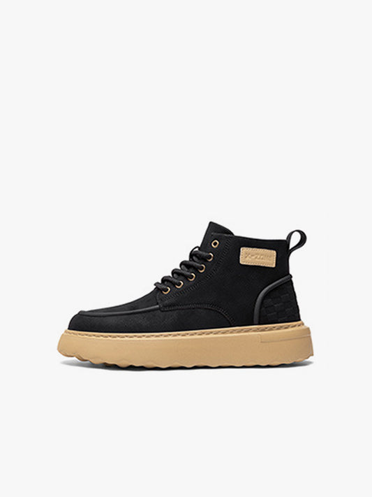 Round Toe Lace-Up Leather Martin Boots