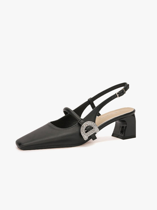 Half-Closed-Toe Square-Toe Sandals